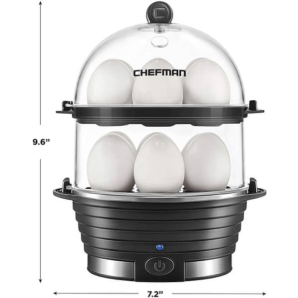 Chefman Electric Double Decker Egg Cooker, Quickly Makes 12 Eggs, BPAFree, Black Bed Bath